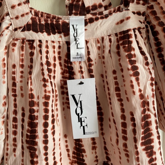 NWT Violet Romance Petite square neck tiered mini smock dress in tie dye - Picture 6 of 8